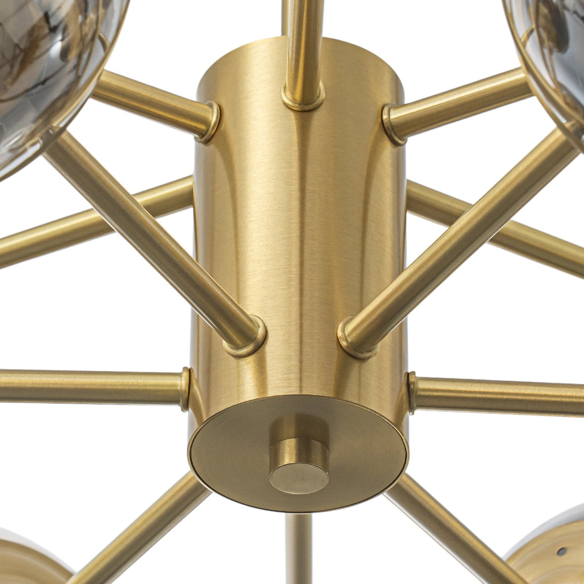Mid-Century 12-Light Smoked Glass Globe Tiered Sputnik Chandelier
