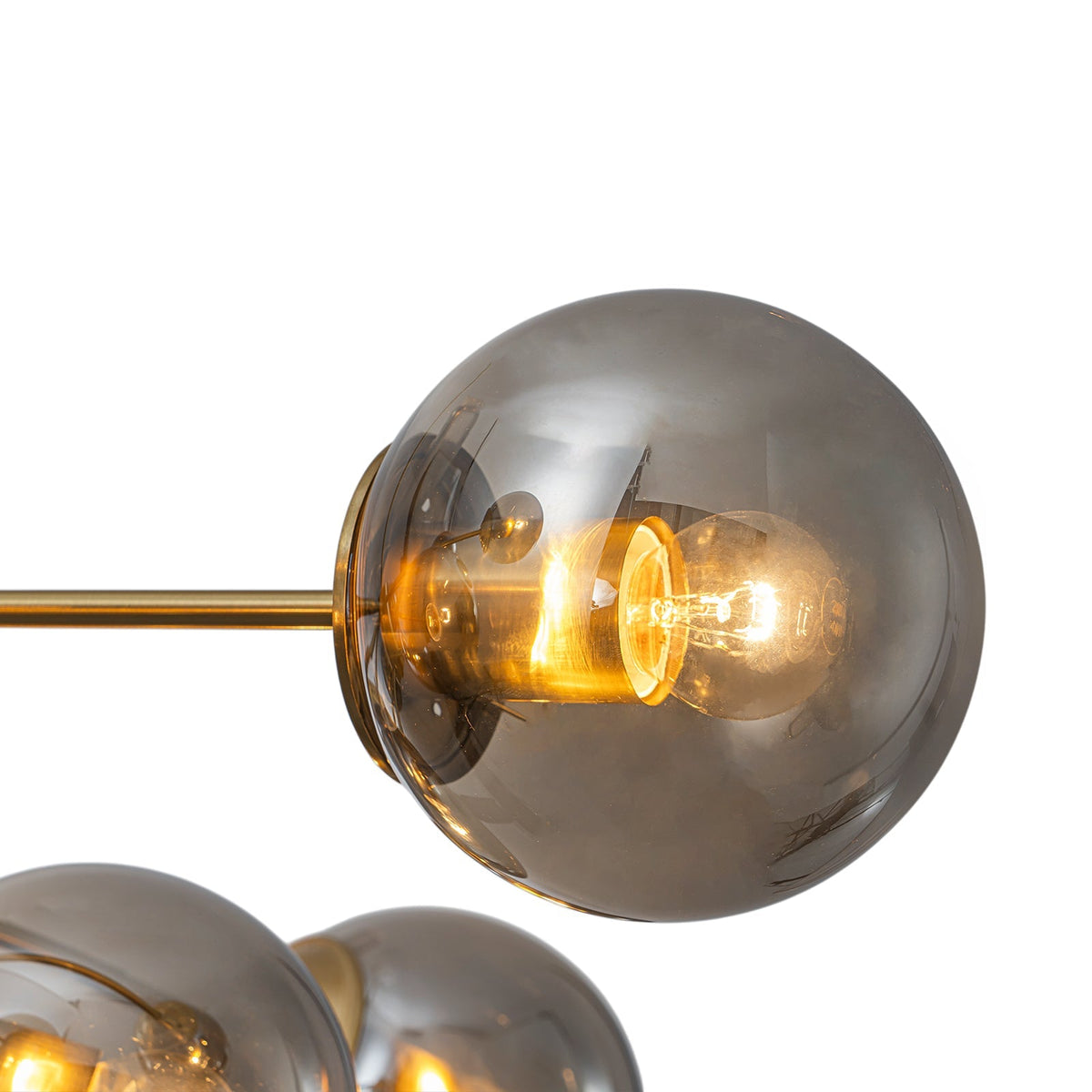 Mid-Century 12-Light Smoked Glass Globe Tiered Sputnik Chandelier