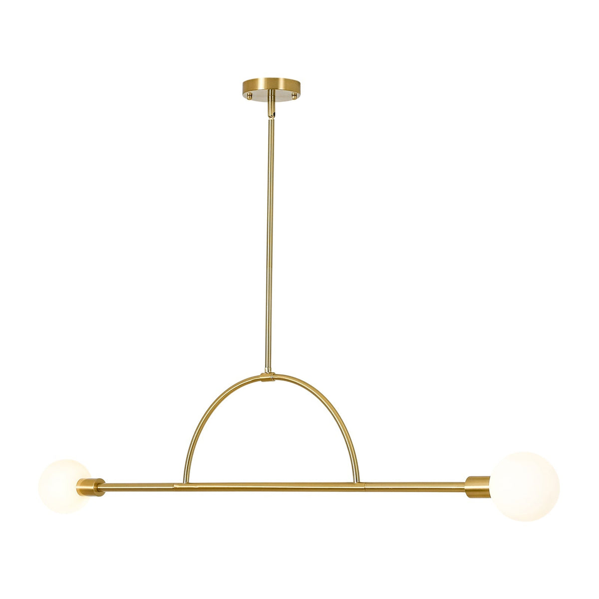 Minimalist 2-Light Opal Glass Globe Linear Arc Island Pendant