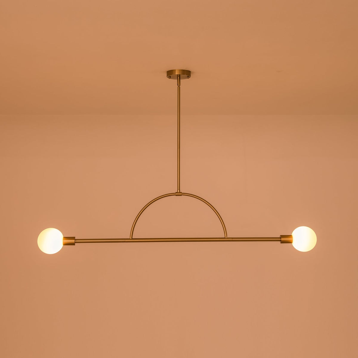 Minimalist 2-Light Opal Glass Globe Linear Arc Island Pendant