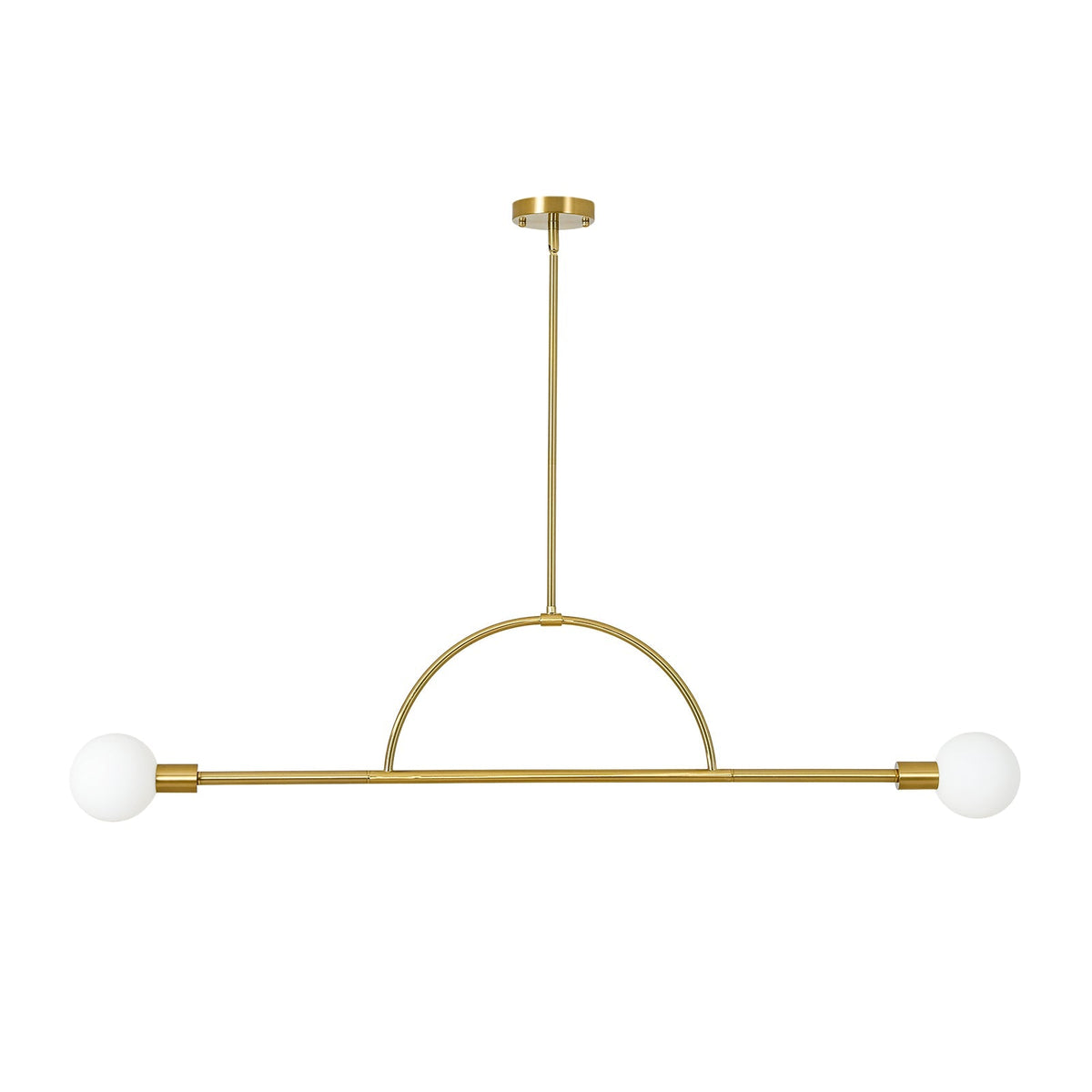 Minimalist 2-Light Opal Glass Globe Linear Arc Island Pendant
