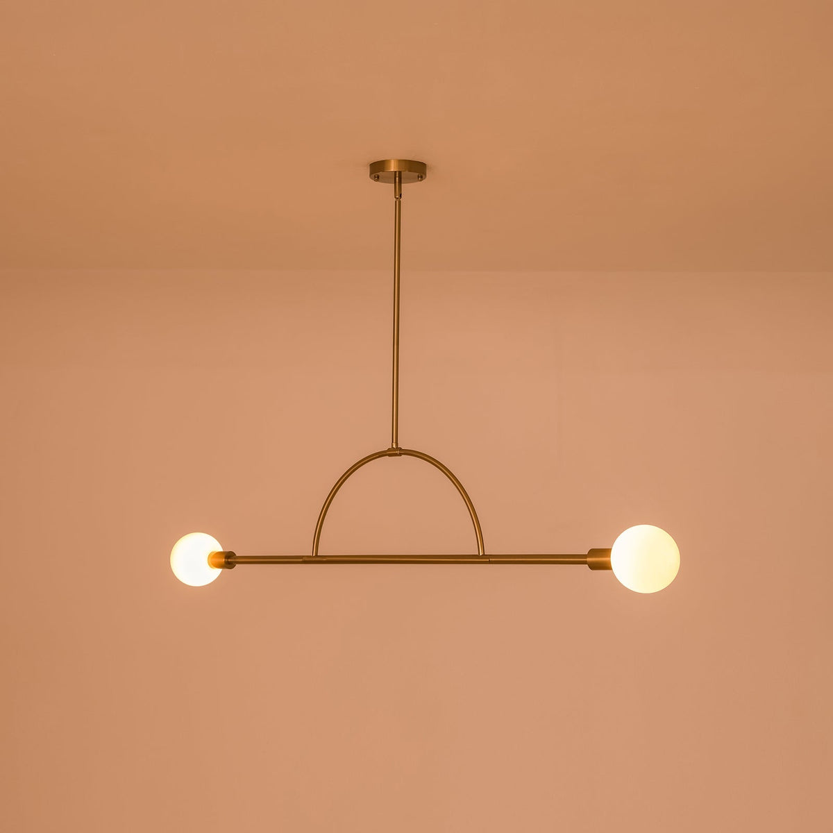 Minimalist 2-Light Opal Glass Globe Linear Arc Island Pendant