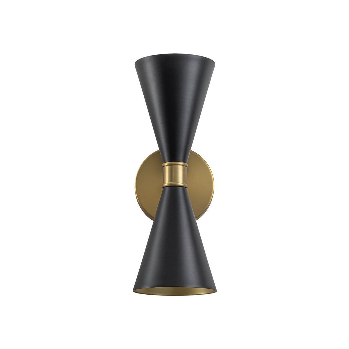 Modern 2-Light Black Brass Metal Hourglass Vanity Wall Sconce