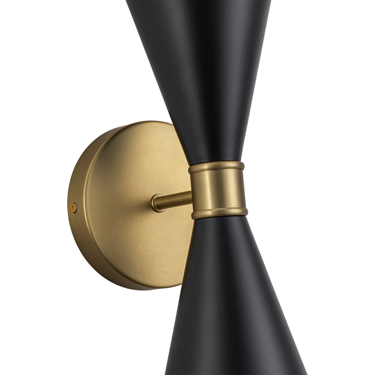 Modern 2-Light Black Brass Metal Hourglass Vanity Wall Sconce