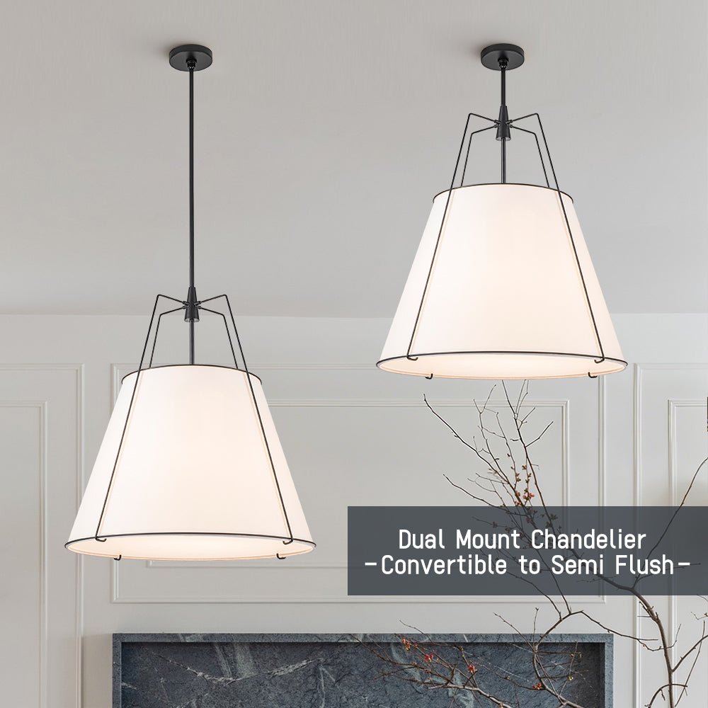 (OpenBox) Modern Fabric Conical Drum Cage Pendant Light
