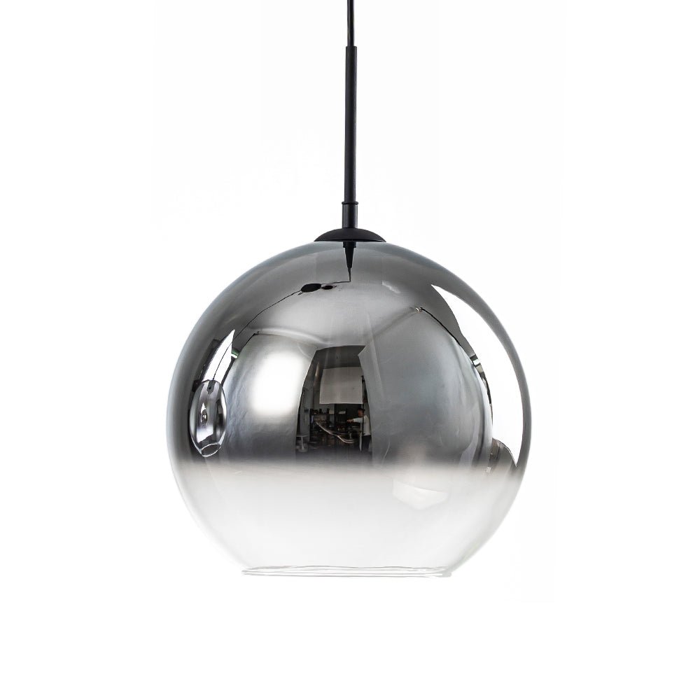 Modern Polished Gradual Smoked Glass Globe 2-Light Pendant