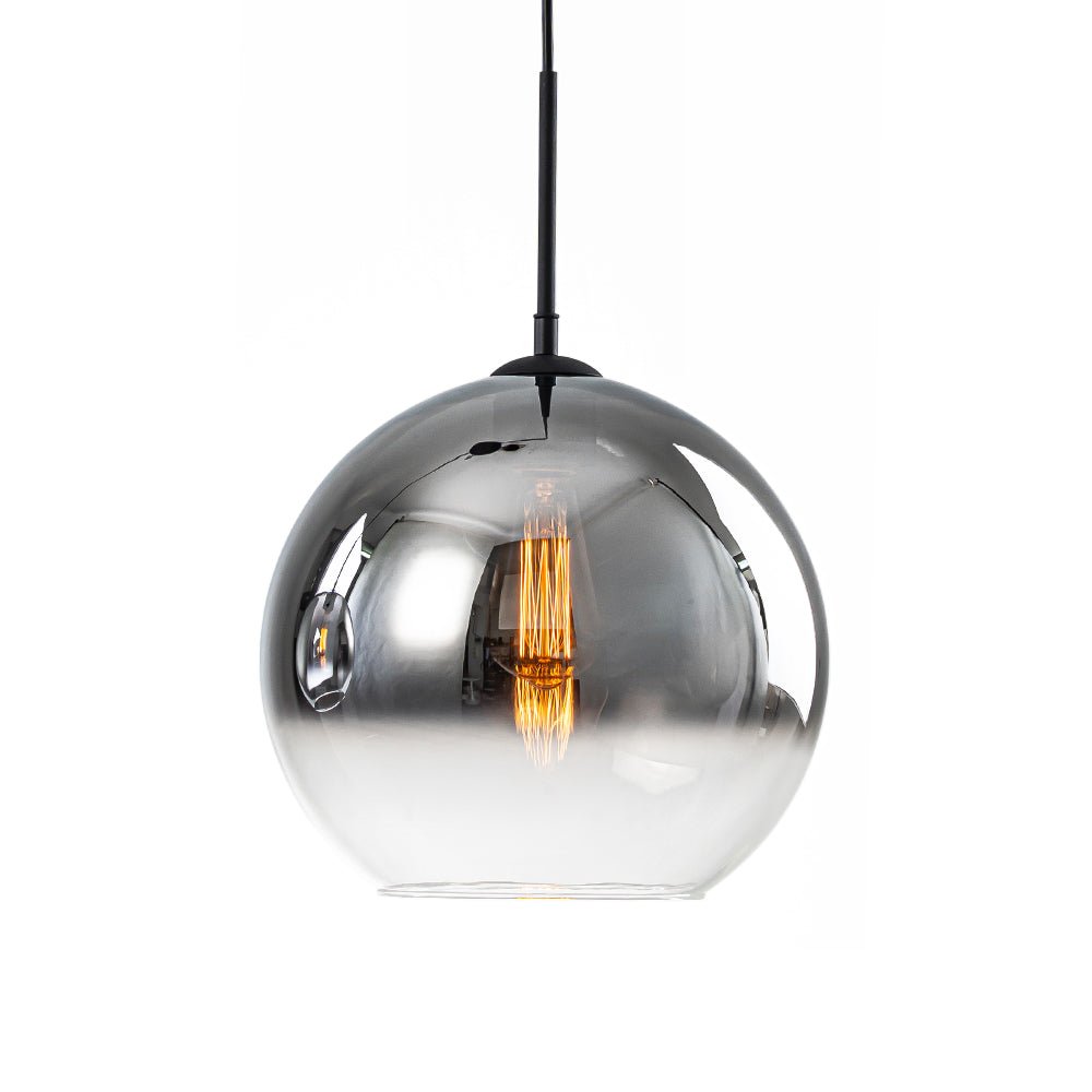 Modern Polished Gradual Smoked Glass Globe 2-Light Pendant
