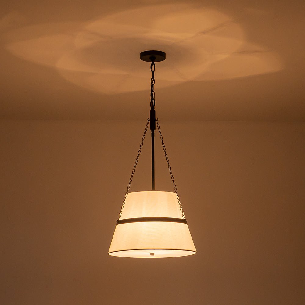 Modern White Fabric Conical Drum Cage Pendant Light
