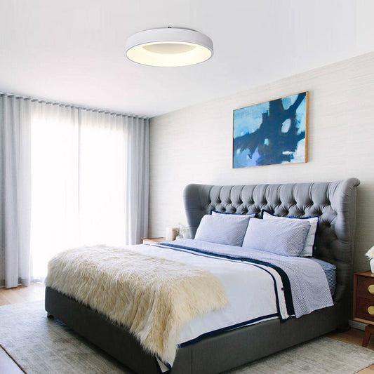 Scandinavian Dimmable LED Round Halo Flush Mount Light
