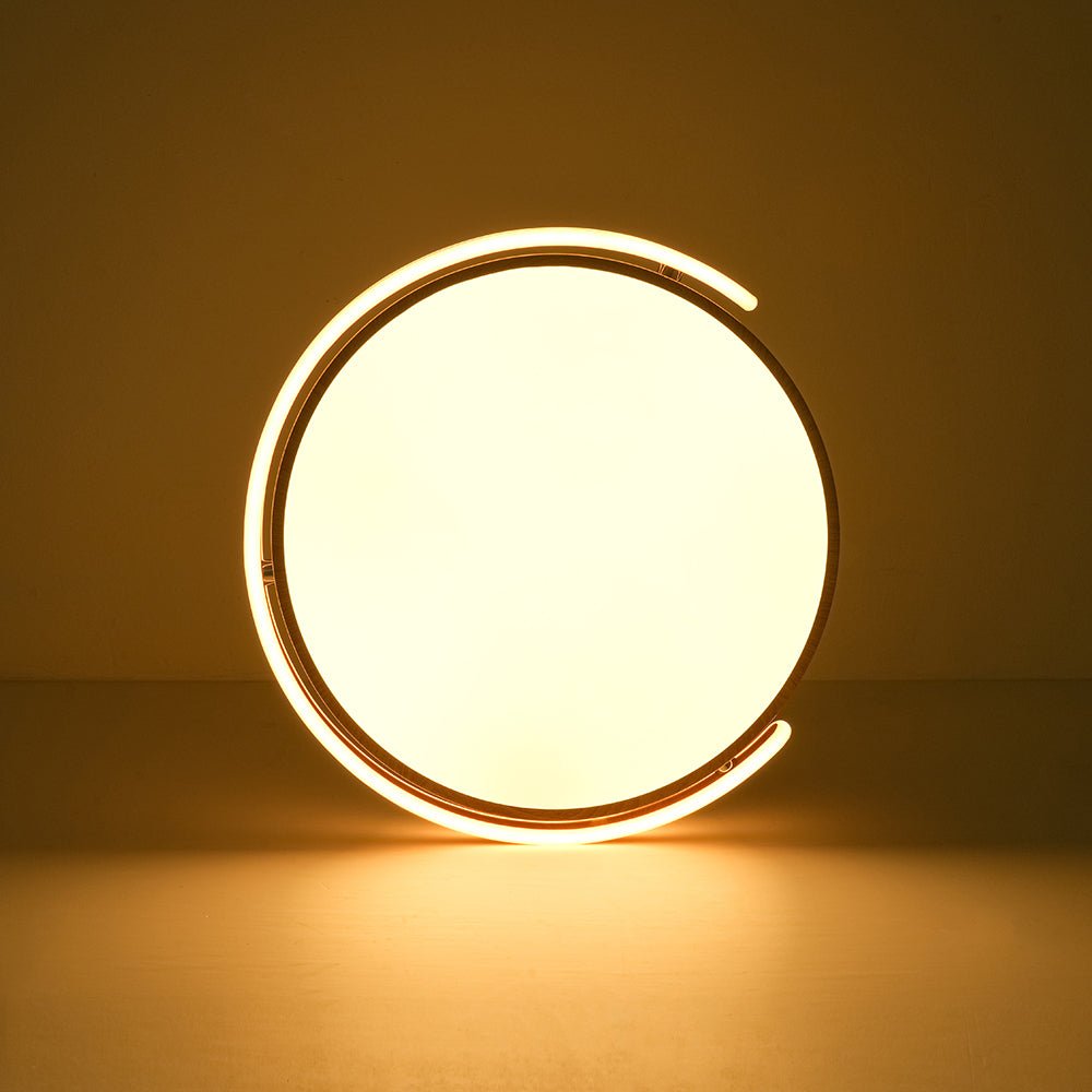 Scandinavian Dimmable LED Round Wood Grain Flush Mount