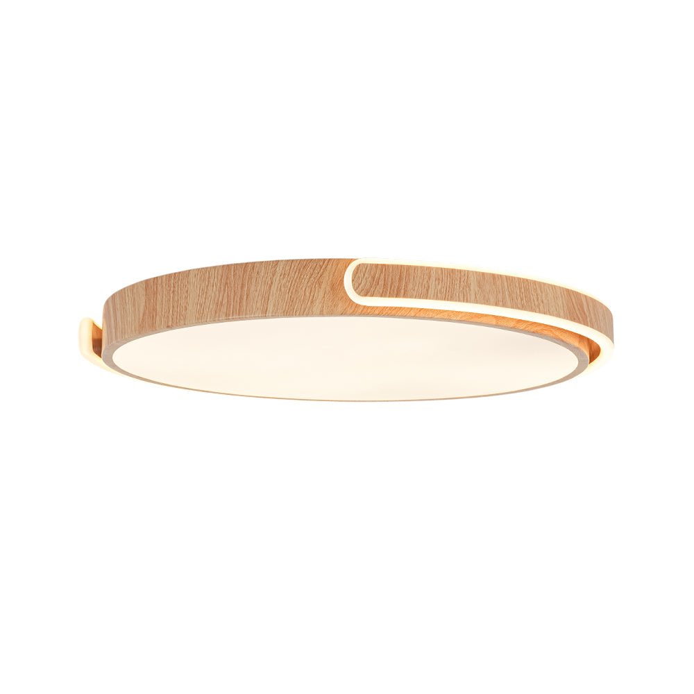 Scandinavian Dimmable LED Round Wood Grain Flush Mount