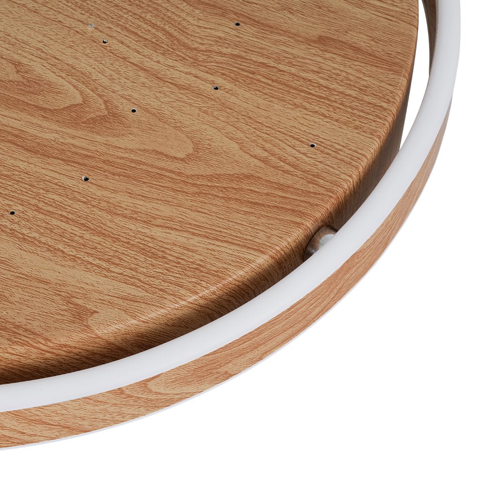 Scandinavian Dimmable LED Round Wood Grain Flush Mount