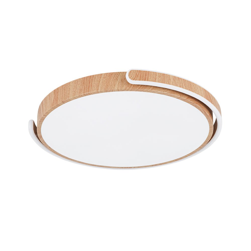 Scandinavian Dimmable LED Round Wood Grain Flush Mount