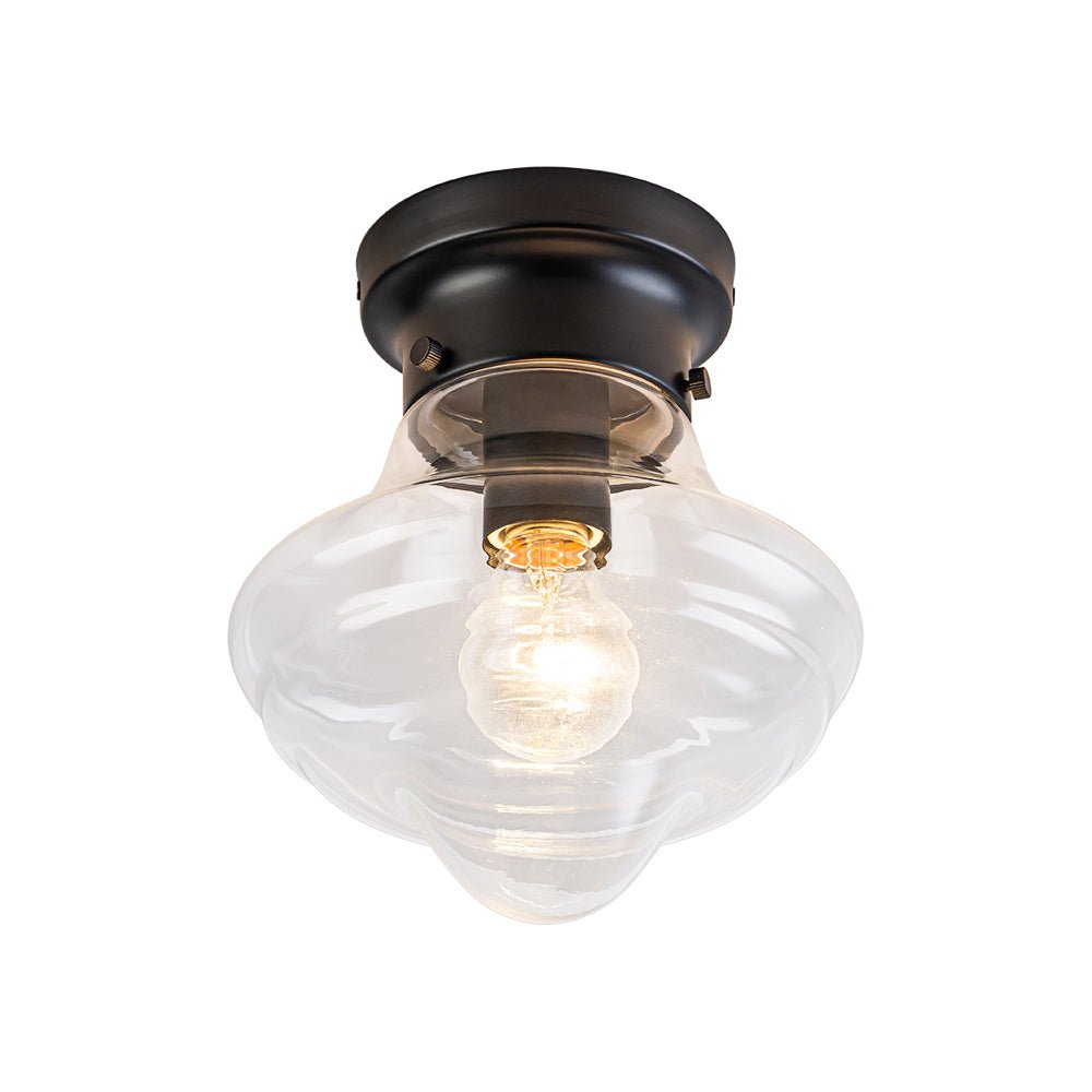 Schoolhouse 1-light Round Clear Glass Shade Semi Flush Mount