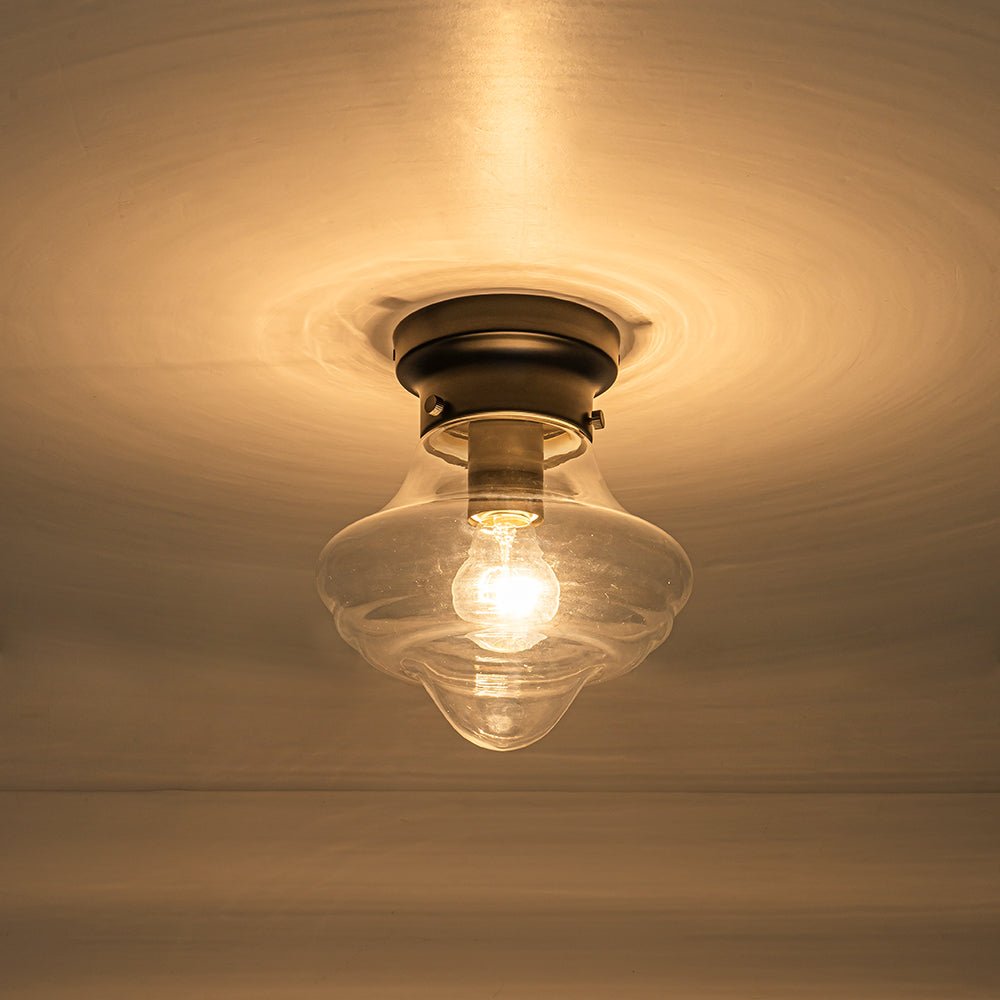 Schoolhouse 1-light Round Clear Glass Shade Semi Flush Mount