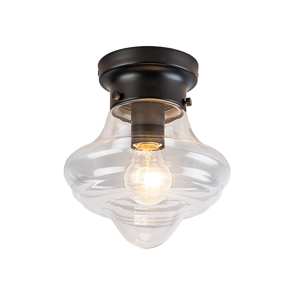 Schoolhouse 1-light Round Clear Glass Shade Semi Flush Mount