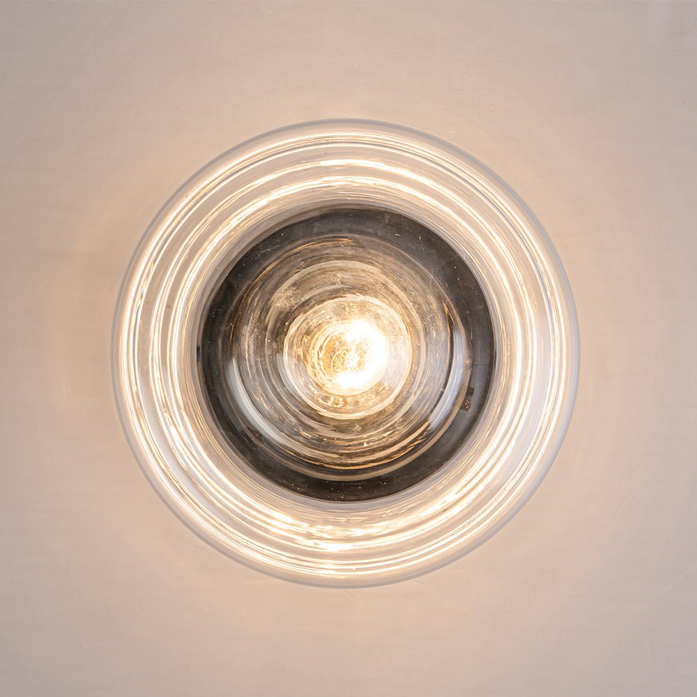 Schoolhouse 1-light Round Clear Glass Shade Semi Flush Mount