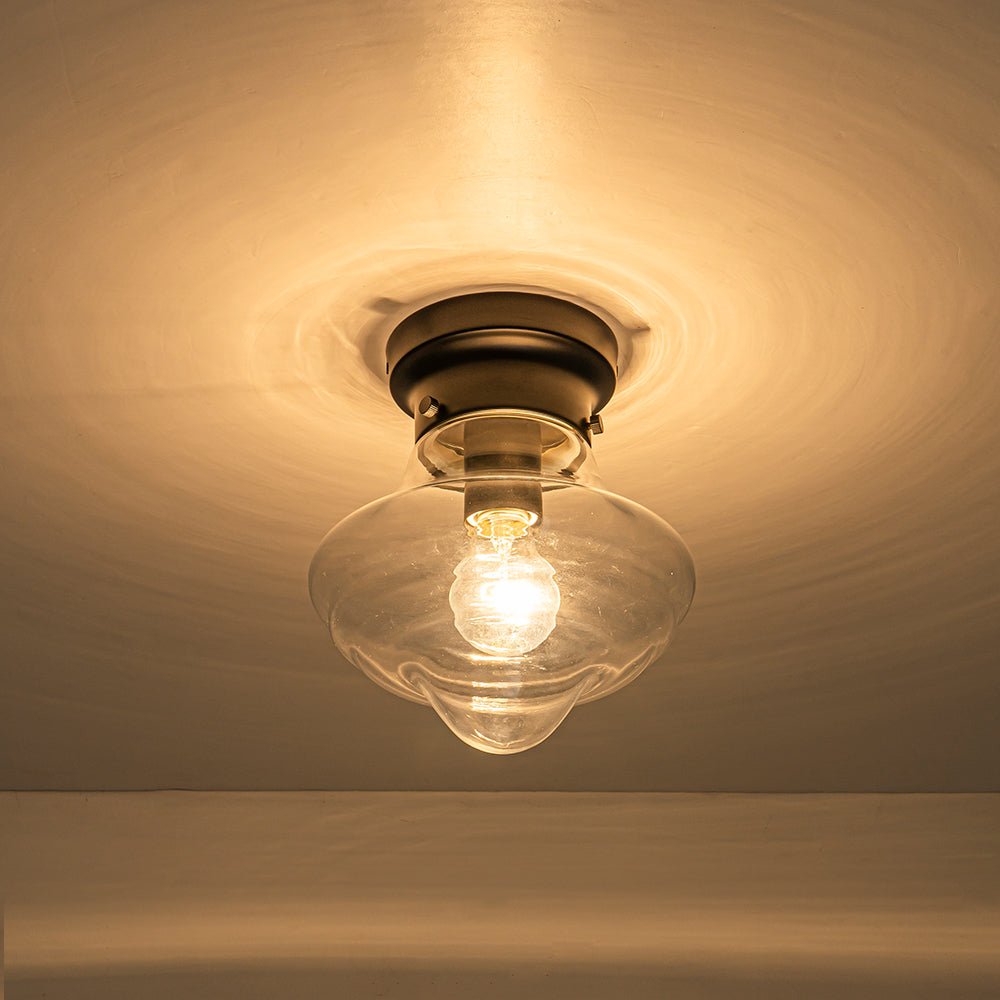 Schoolhouse 1-light Round Clear Glass Shade Semi Flush Mount