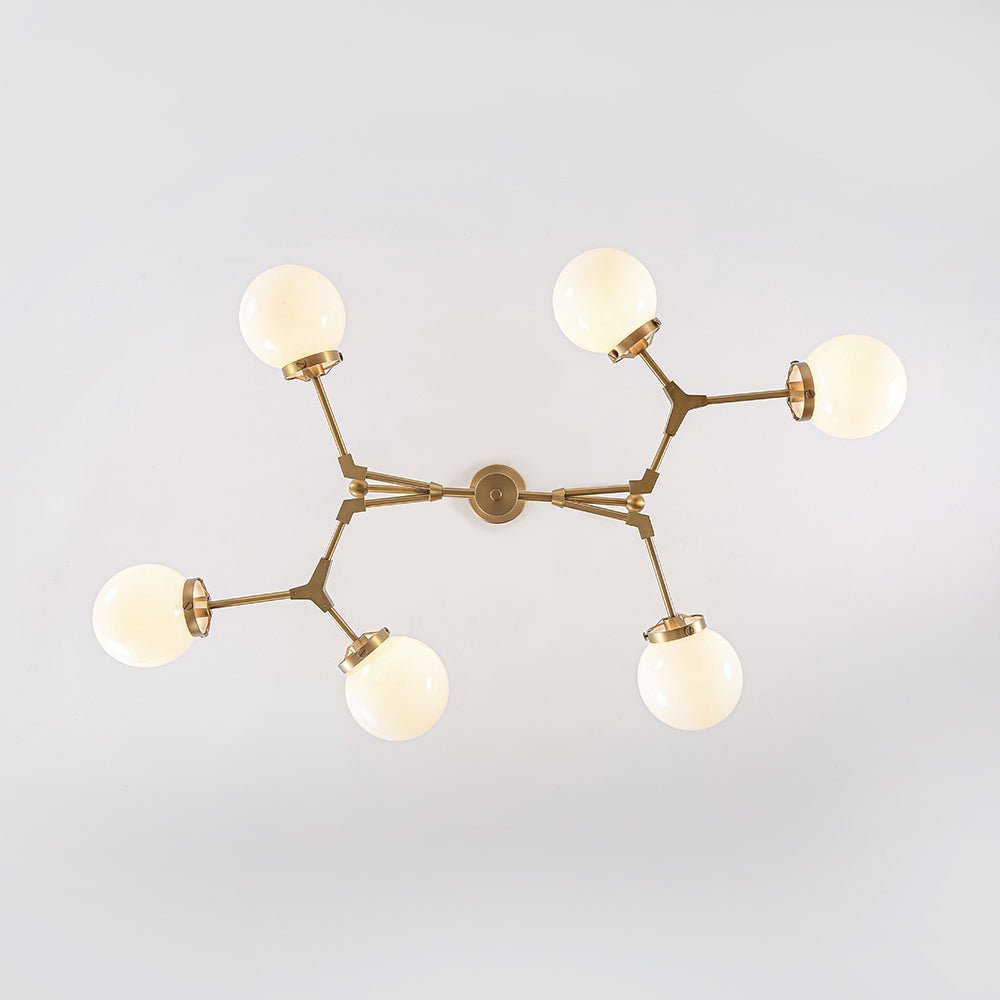 Shine Opal Glass Globe Linear Branch Island Chandelier