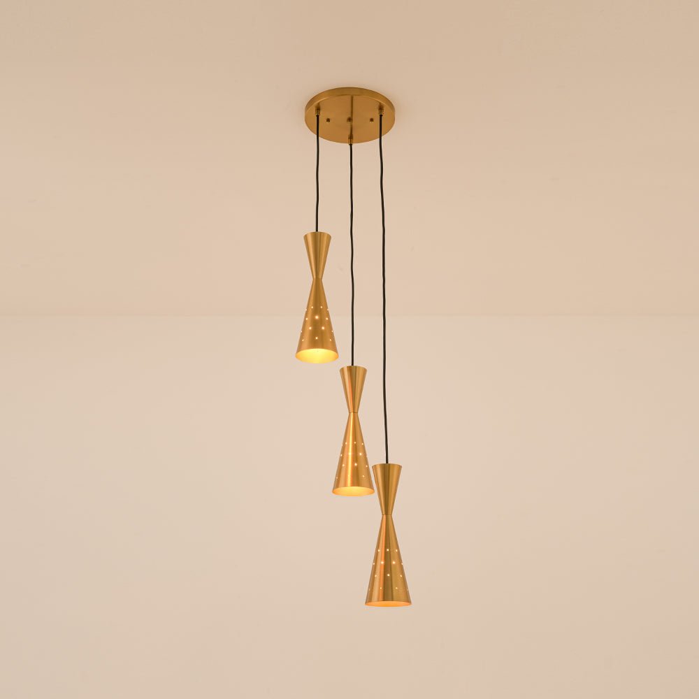Starry 3-Light Cluster Metal Hourglass Round Entry Pendant