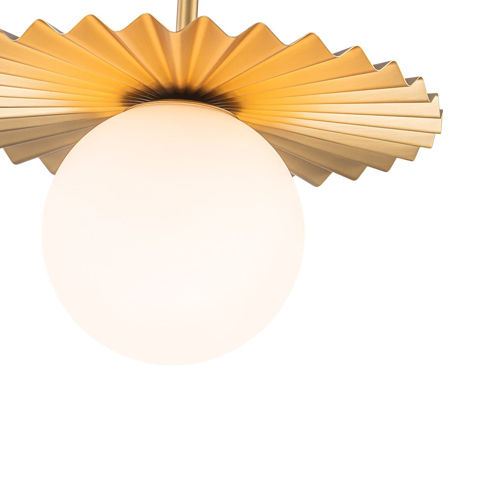 Sunburst Brass 1-Light Shine Opal Glass Globe Pendant