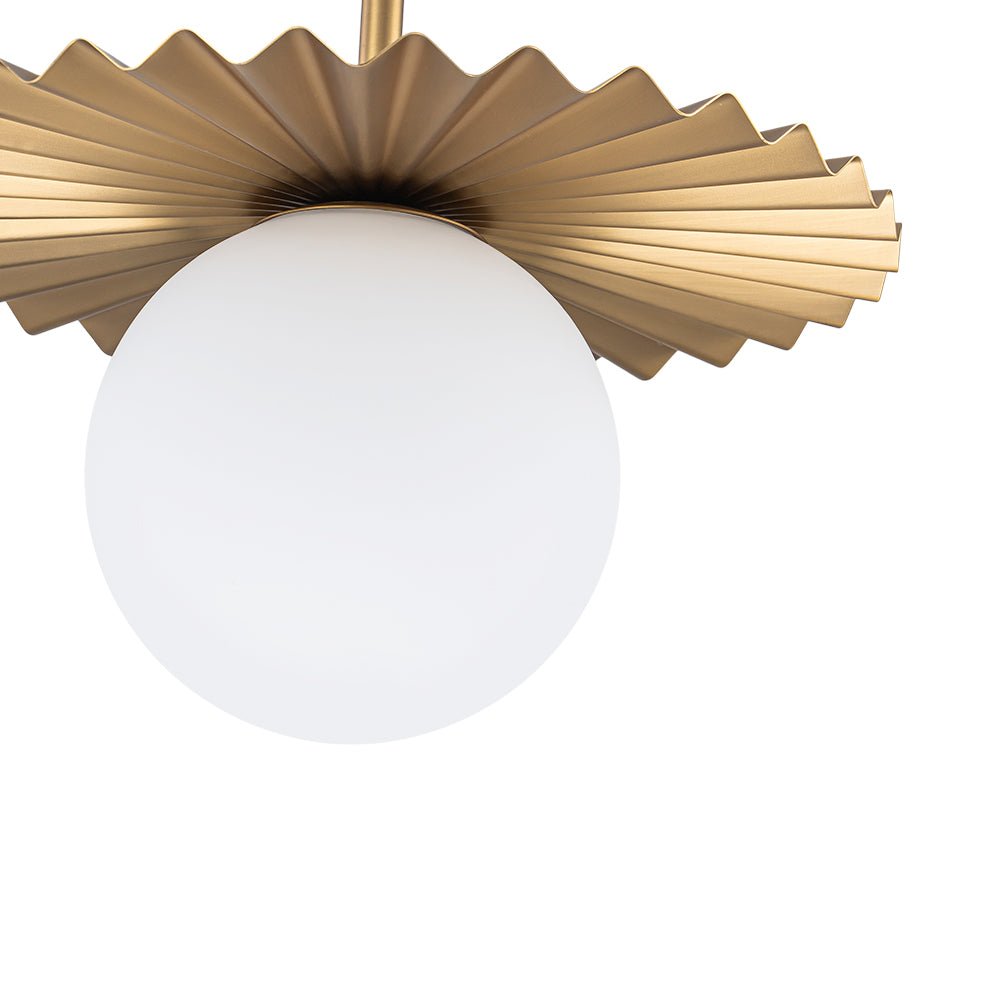 Sunburst Brass 1-Light Shine Opal Glass Globe Pendant