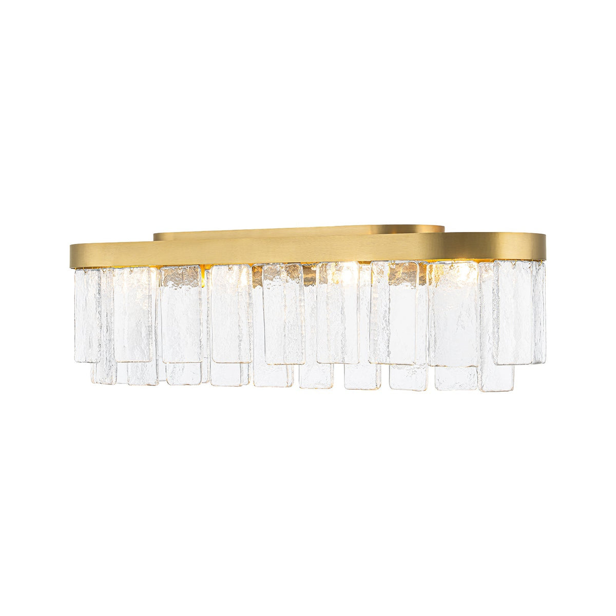 Tiered Hammered Water Glass Linear Flush Mount Ceiling Light