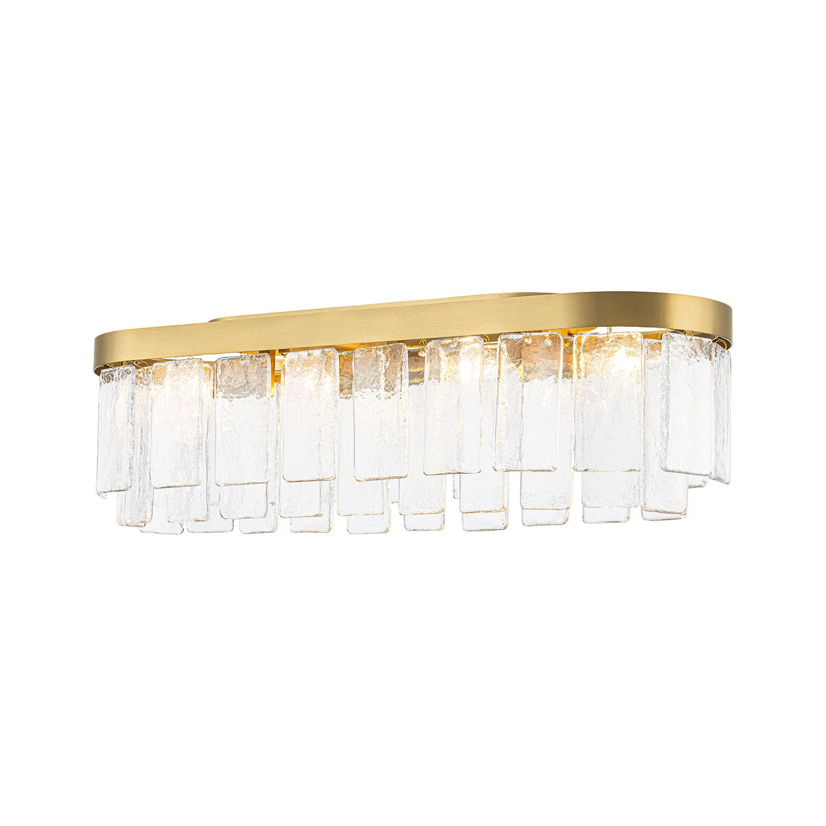 Tiered Hammered Water Glass Linear Flush Mount Ceiling Light