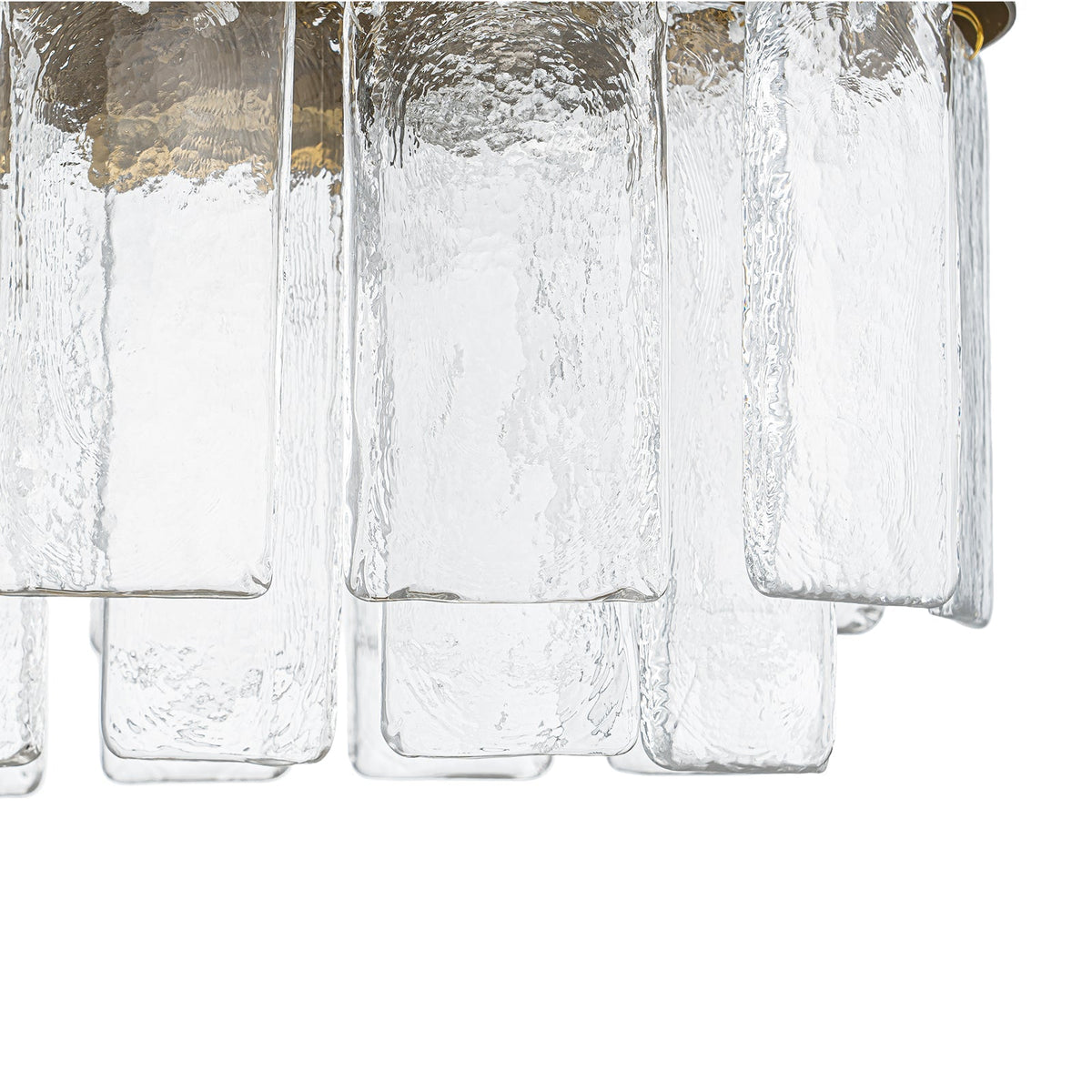 Tiered Hammered Water Glass Linear Flush Mount Ceiling Light