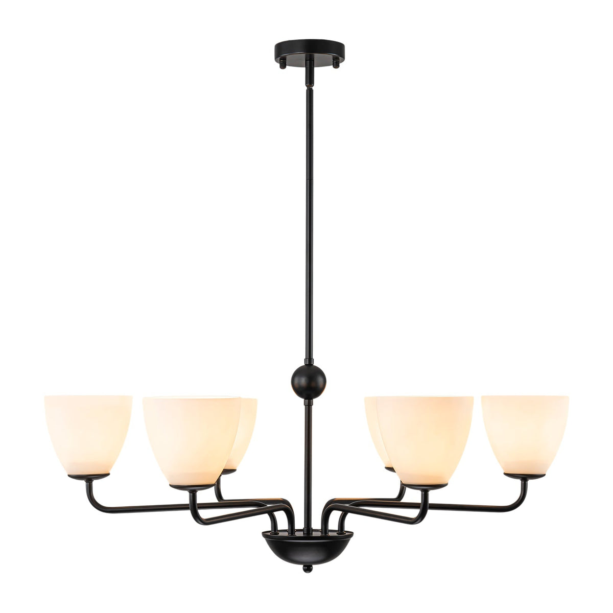 Vintage 6-Light Frosted Glass Shade Round Candle Style Chandelier
