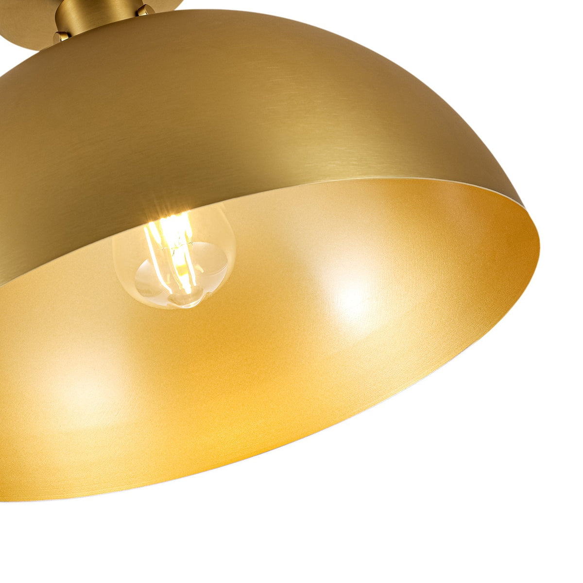 Vintage Brass 1-Light Iron Dome Flush Mount Light