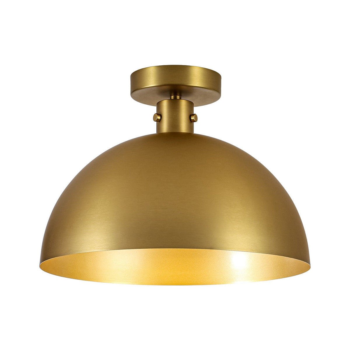 Vintage Brass 1-Light Iron Dome Flush Mount Light