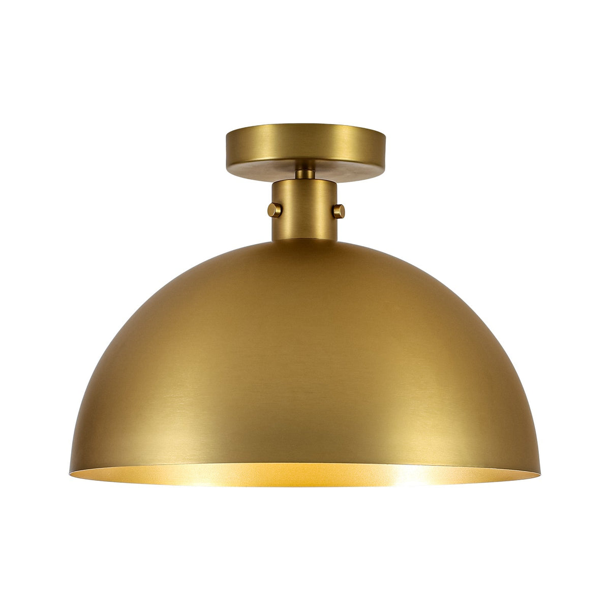 Vintage Brass 1-Light Iron Dome Flush Mount Light