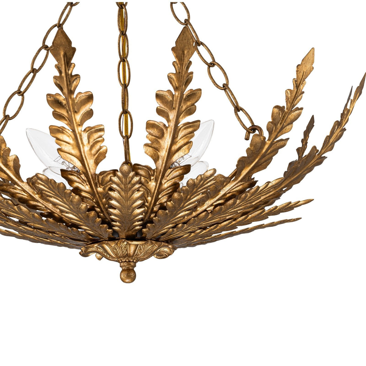 Vintage Distressed Gold Leaf Basket Semi Flush Mount