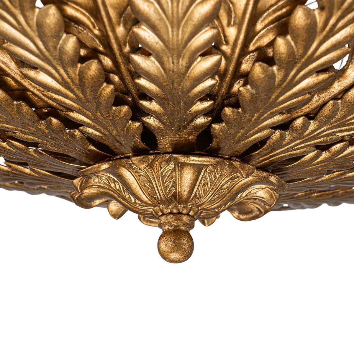 Vintage Distressed Gold Leaf Basket Semi Flush Mount