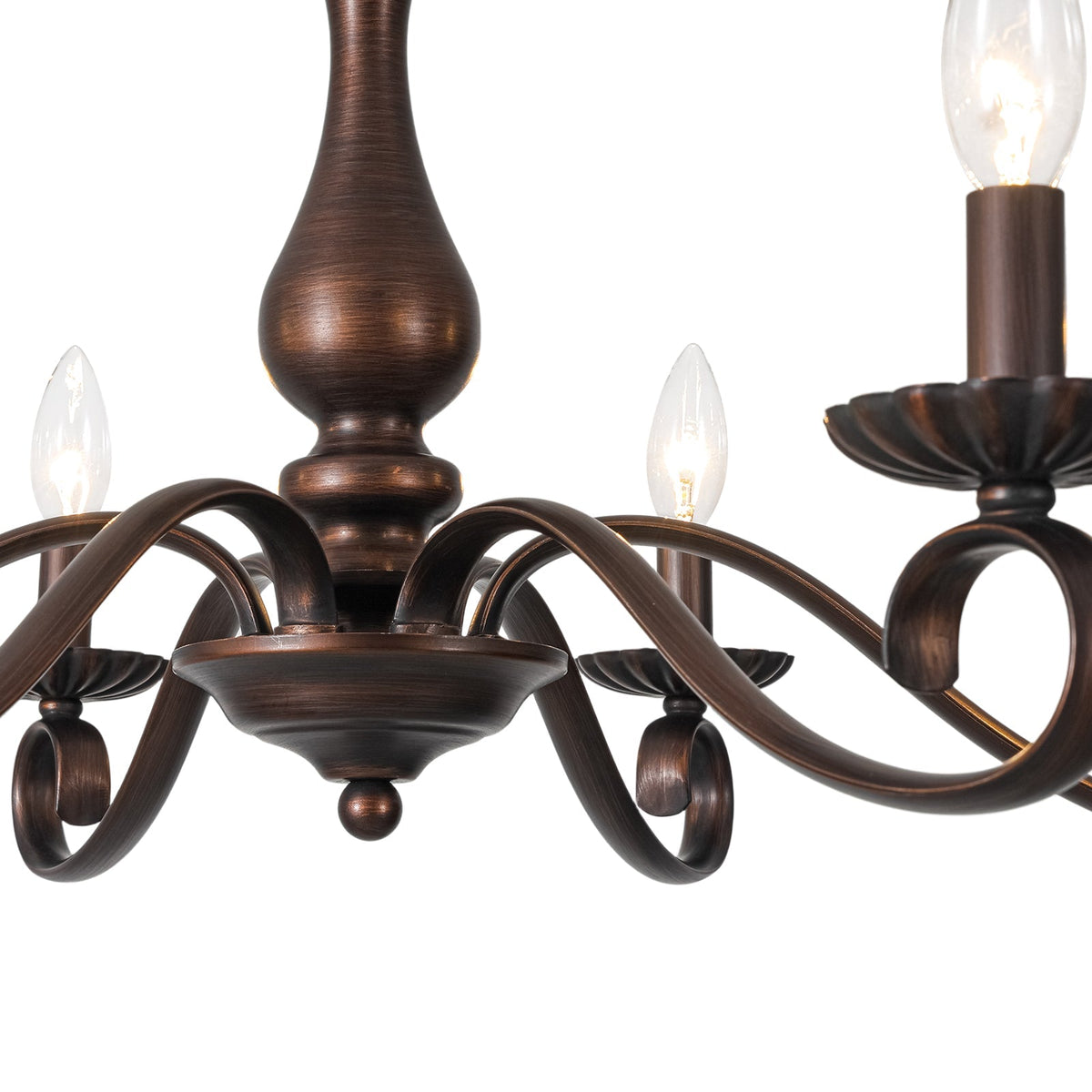 Vintage Heritage Bronze 6-Light Metal Candle Semi Flush Chandelier