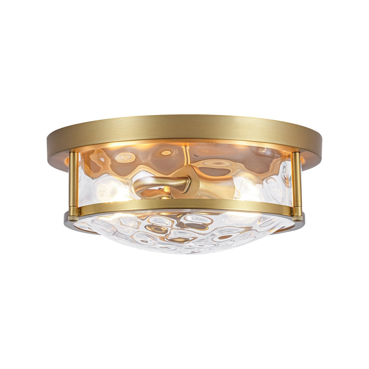 Water Hammered Glass Round Flush Mount Ceiling Light