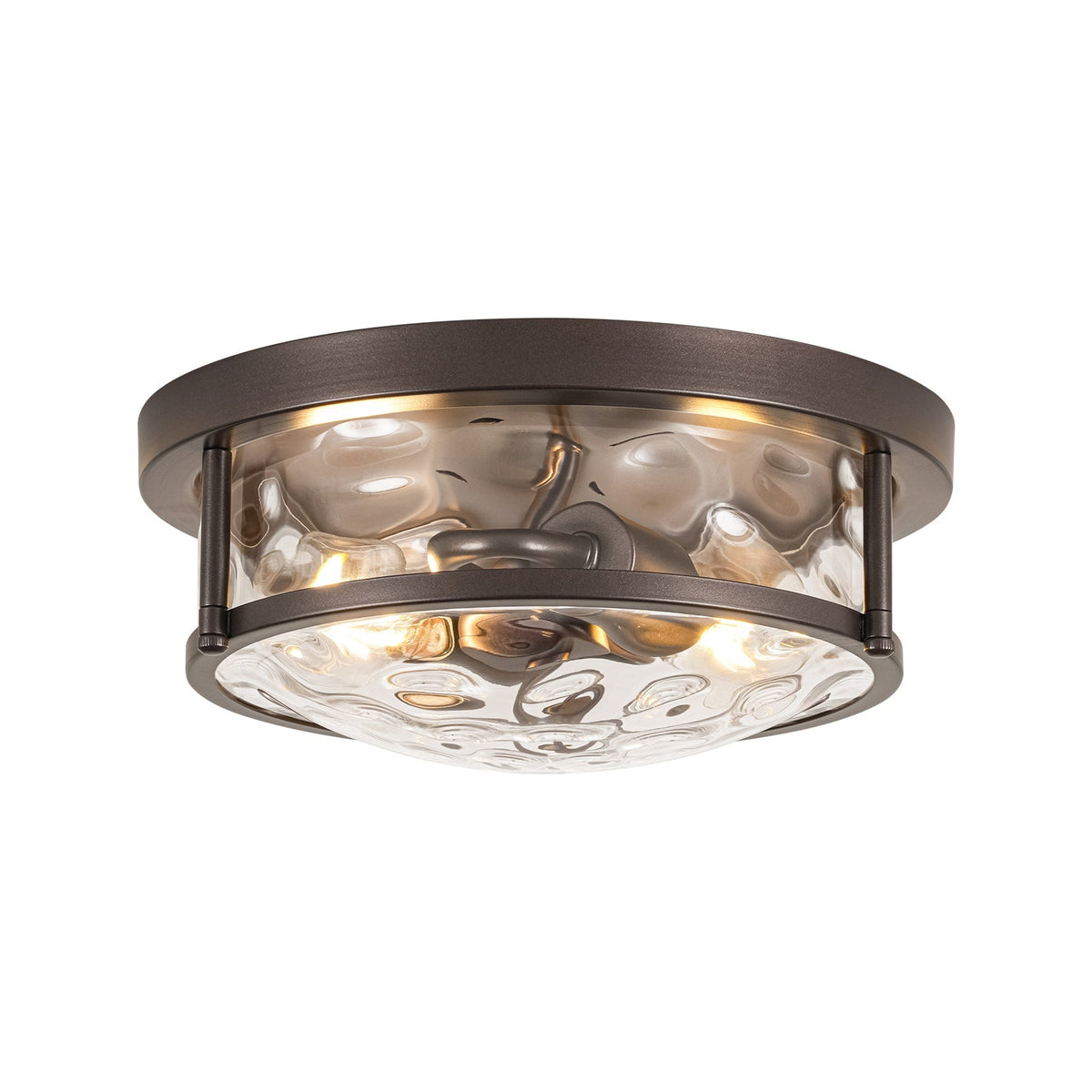 Water Hammered Glass Round Flush Mount Ceiling Light