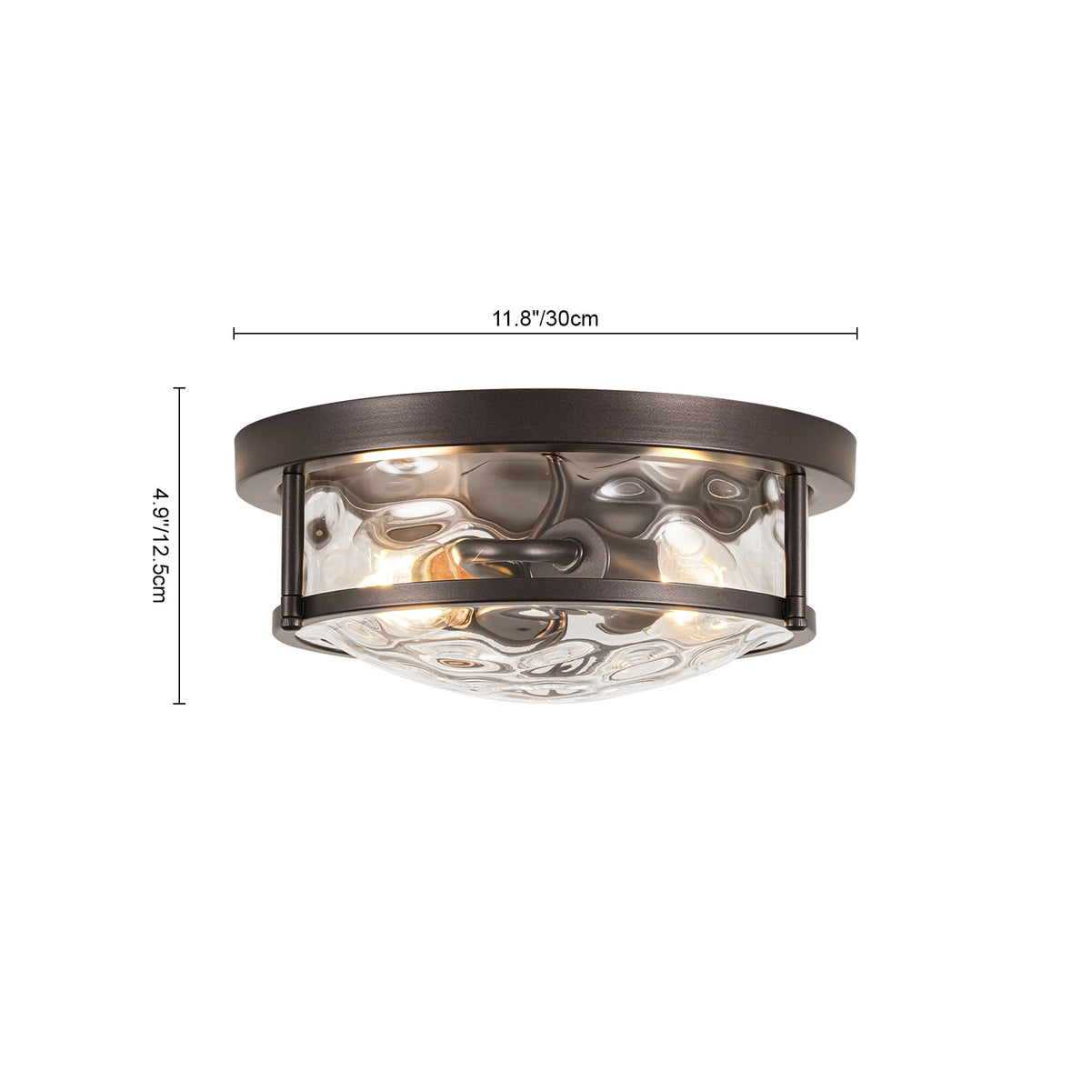 Water Hammered Glass Round Flush Mount Ceiling Light