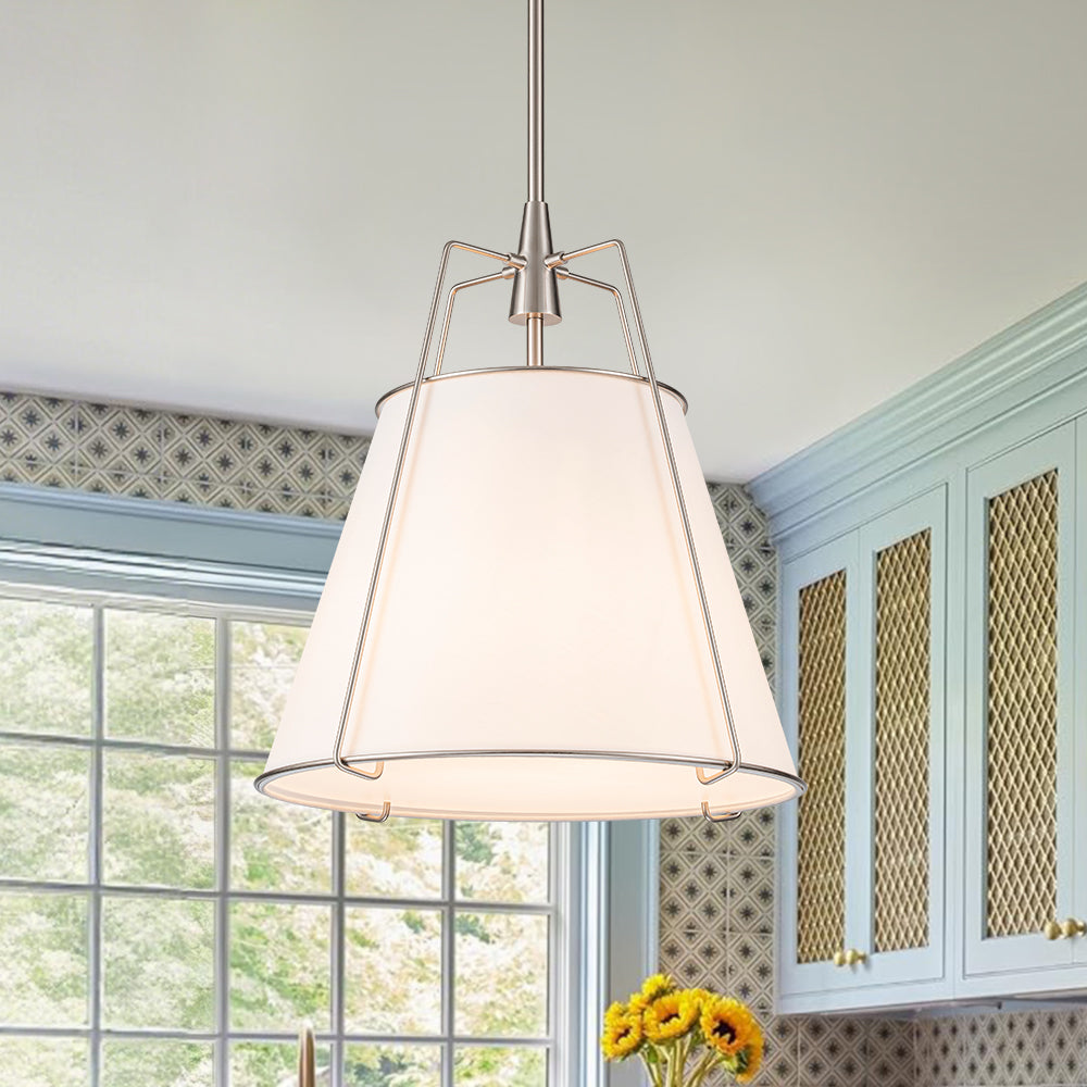 (OpenBox) Modern Fabric Conical Drum Cage Pendant Light