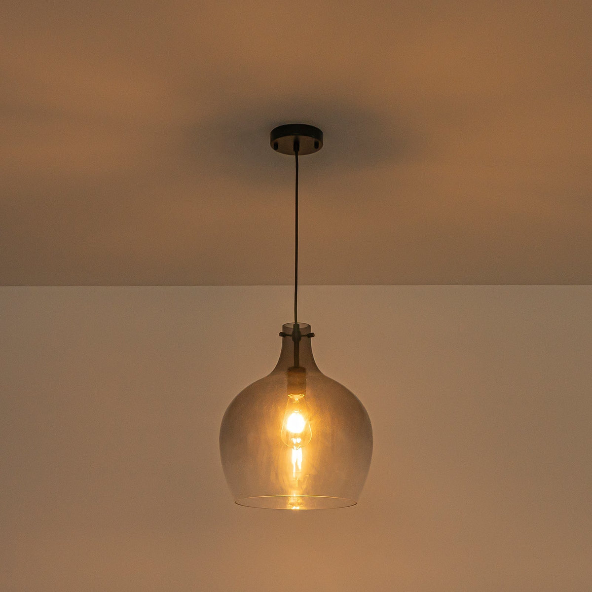 1-Light Smoked Grey Tinted Glass Bell Kitchen Pendant