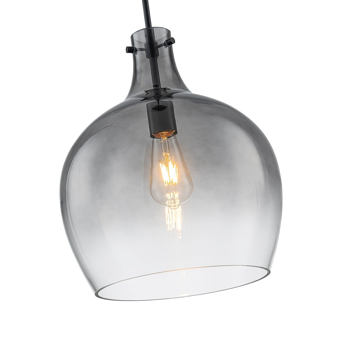 1-Light Smoked Grey Tinted Glass Bell Kitchen Pendant