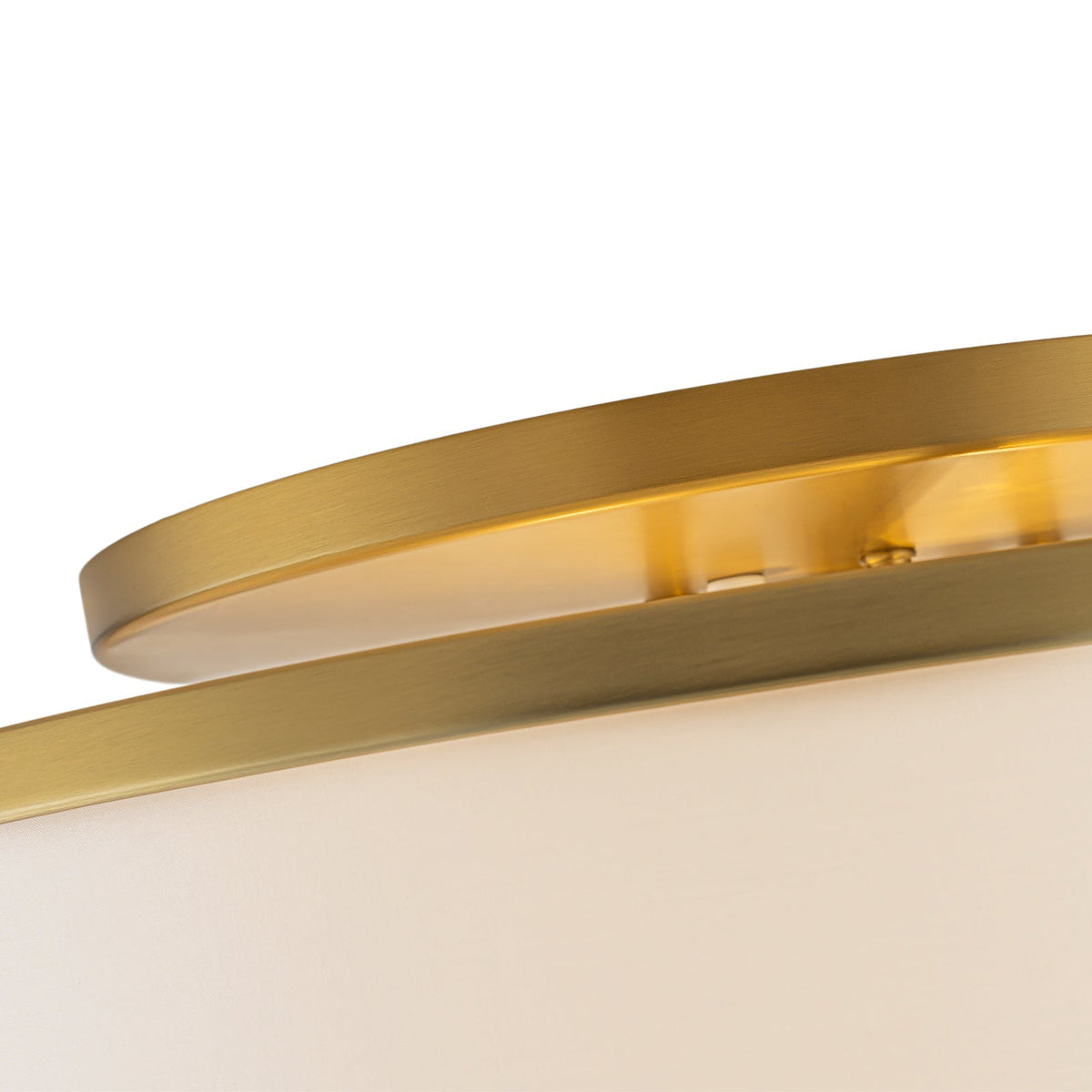 3-Light Brass White Fabric Drum Cage Semi Flush Mount
