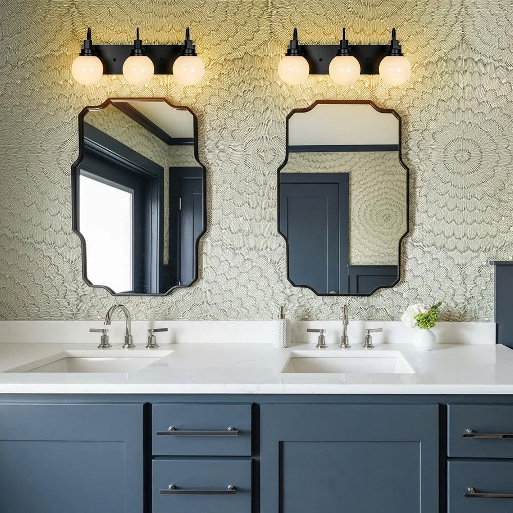 3-Light Shine Opal Glass Globe Bathroom Vanity Wall Sconce