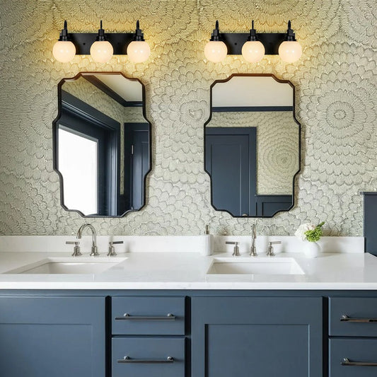 3-Light Shine Opal Glass Globe Bathroom Vanity Wall Sconce