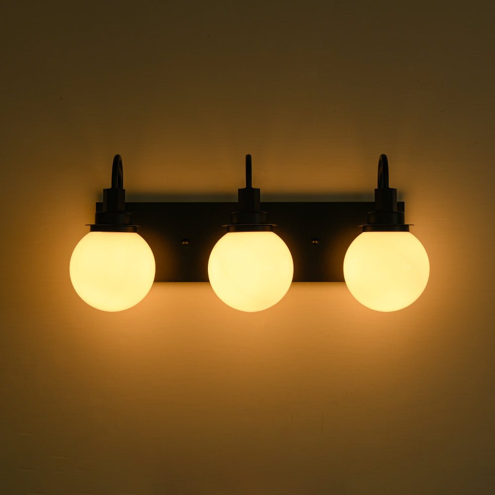 3-Light Shine Opal Glass Globe Bathroom Vanity Wall Sconce