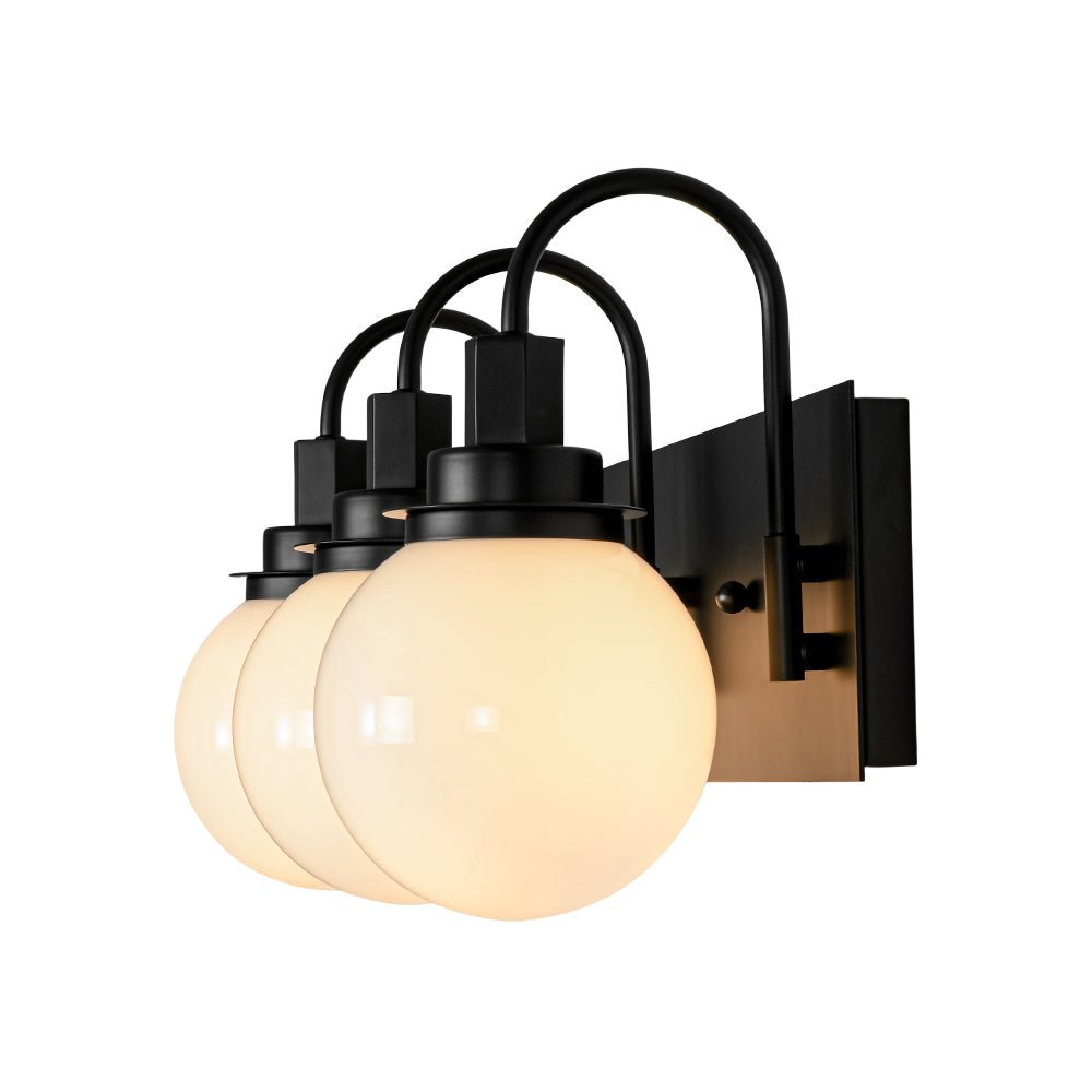 3-Light Shine Opal Glass Globe Bathroom Vanity Wall Sconce