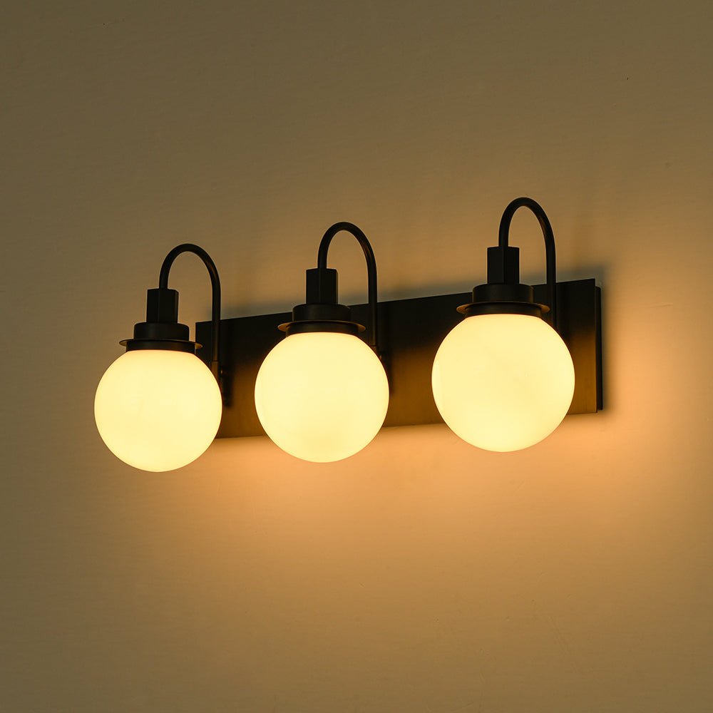 3-Light Shine Opal Glass Globe Bathroom Vanity Wall Sconce