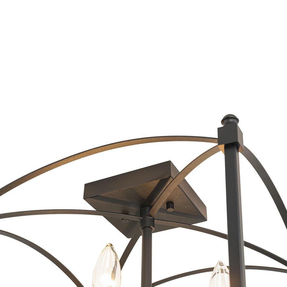 4-light French Black Candle Style Lantern Semi Flush