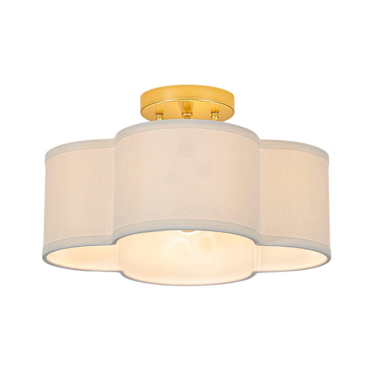 4-Light White Fabric Quatrefoil Cage Semi Flush Mount